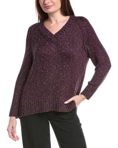 Lafayette 148 New York Raglan Sleeve V-neck Silk-blend Sweater In Purple
