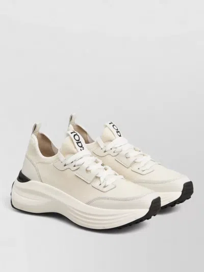 Tod's Platform Sneakers Panelled Design Pull Tab In White
