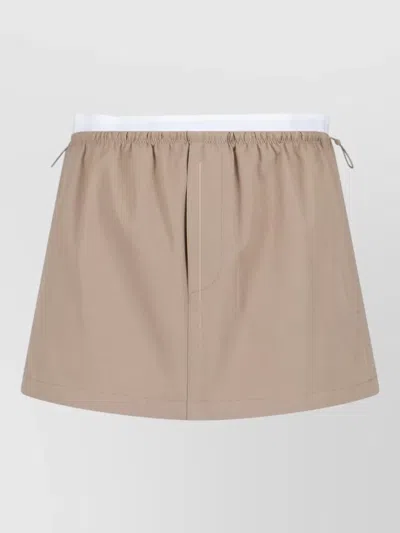 Alexander Wang Midi Skirt Knee Length Drawstring Waistband Zip In Brown
