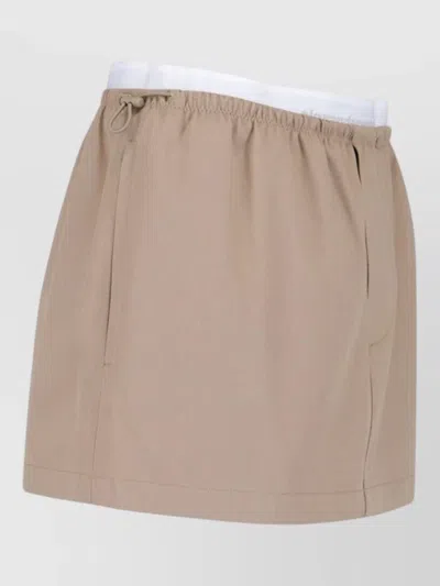 Alexander Wang Midi Skirt Knee Length Drawstring Waistband Zip In Brown