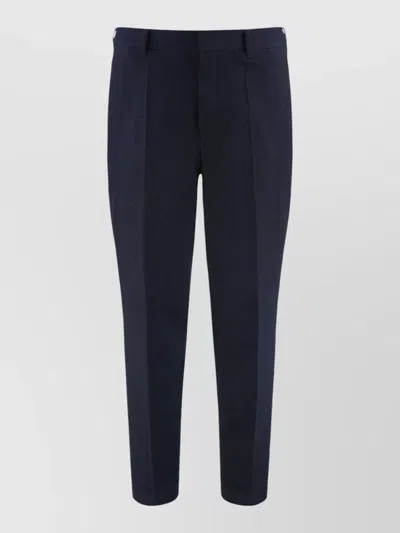 Hugo Boss Wool Blend Tailored Trousers Belt Loops Pockets In Blue