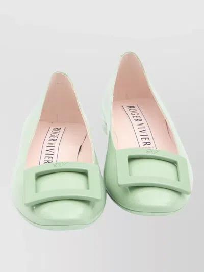 Roger Vivier U Look Patent Leather Ballerinas In Green