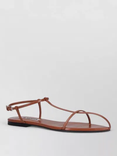 Jil Sander Sandals Heel Open Toe Strappy Ankle Strap In Brown