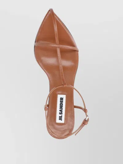 Jil Sander Sandals Heel Open Toe Strappy Ankle Strap In Brown