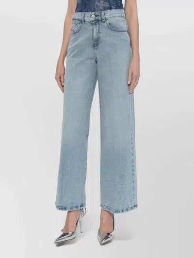 Diesel Wide Leg Trousers Belt Loops Five Pockets In Blue