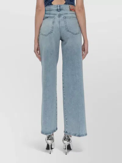 Diesel Wide Leg Trousers Belt Loops Five Pockets In Blue