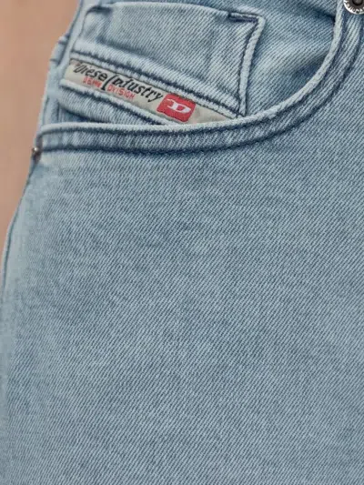 Diesel Wide Leg Trousers Belt Loops Five Pockets In Blue