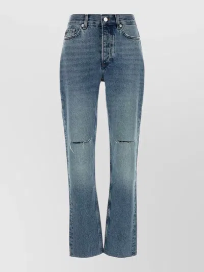 Anine Bing Bruno Denim Five Pocket Belt Loop Jeans In Blue