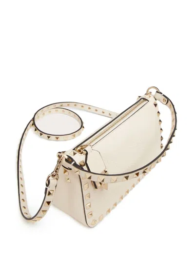 Valentino Garavani Women Rockstud Small Leather Shoulder Bag In White