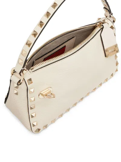 Valentino Garavani Women Rockstud Small Leather Shoulder Bag In White