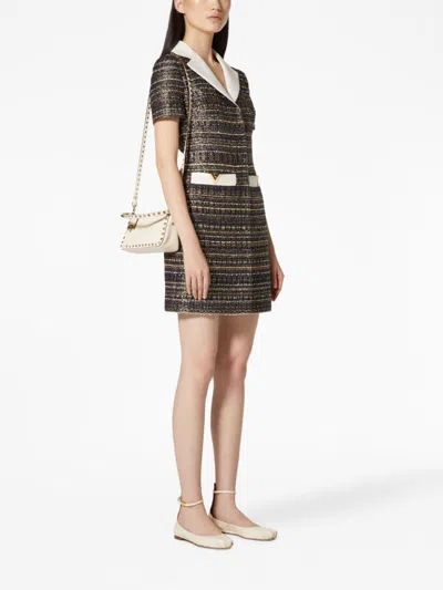 Valentino Garavani Women Rockstud Small Leather Shoulder Bag In White