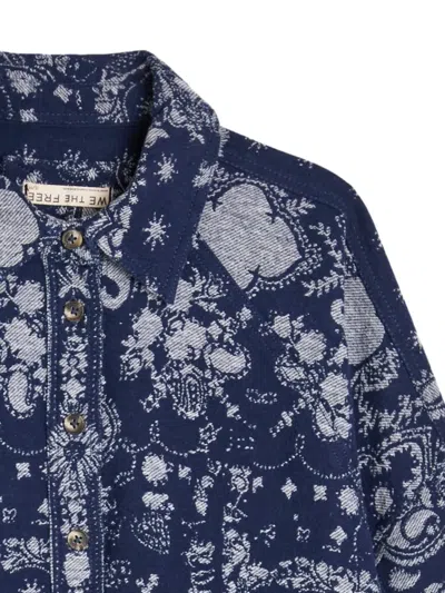 Free People Buttoned Jacket In Blue