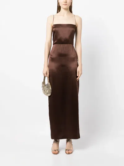 Reformation Frankie Sleeveless Silk Dress In Brown