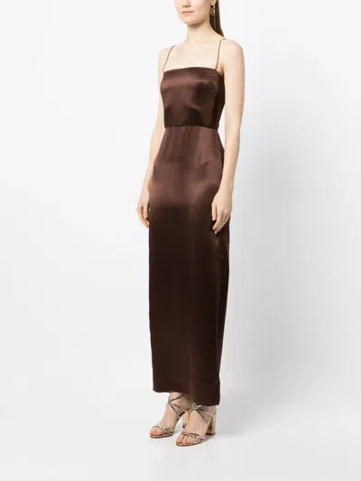 Reformation Frankie Sleeveless Silk Dress In Brown