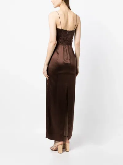 Reformation Frankie Sleeveless Silk Dress In Brown