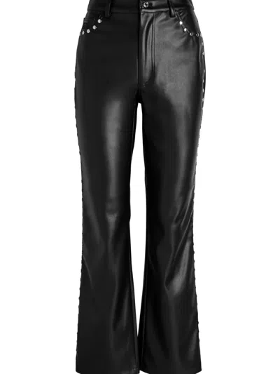 Never Fully Dressed Stud-embellished Faux Leather Trousers In Black