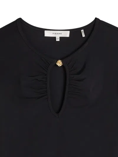 Frame The Keyhole Ruched Top In Black