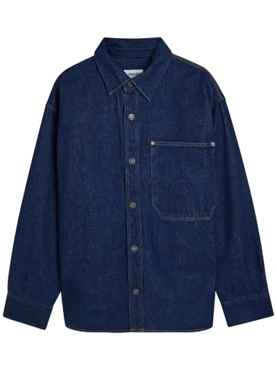 Agolde Buttoned Pocket Overshirt In Blue