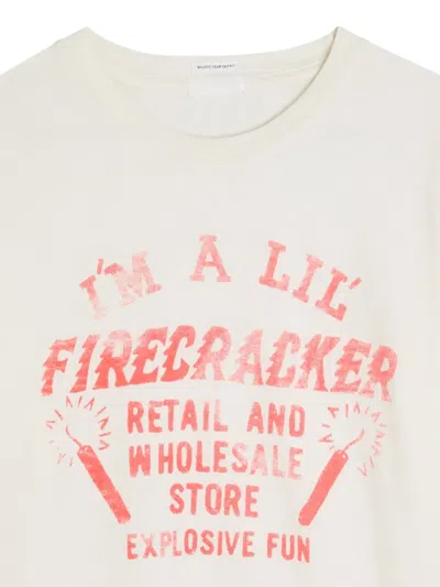 Mother Womens Lil Firecracker The Boxy Goodie Goodie Short-sleeves Cotton-jersey T-shirt Xs In White