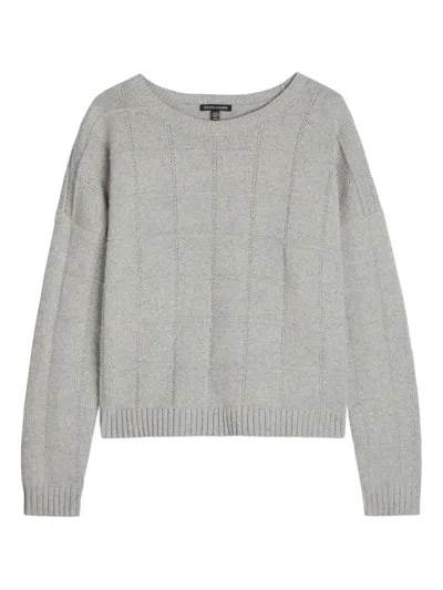 Eileen Fisher Check Cotton And Cashmere-blend Jumper In Gray