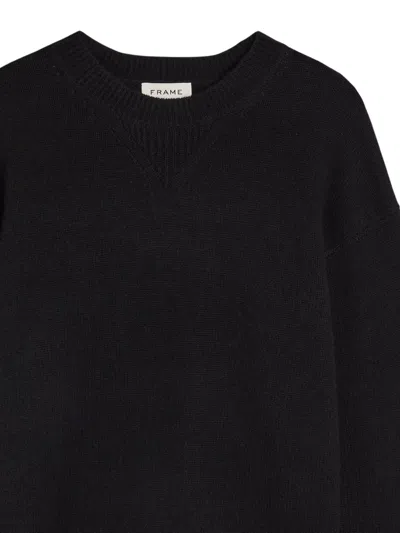 Frame Suede Patch Wool-blend Jumper In Black