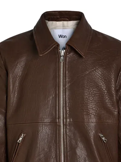 Won Hundred Dutton Textured Leather Jacket In Brown