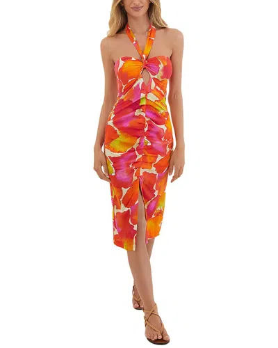 Vix Gal Natori Linen-blend Midi Dress In Multi