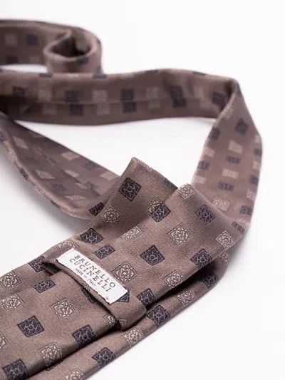 Brunello Cucinelli Men Silk Tie With Pattern In Multi