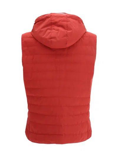 Brunello Cucinelli Multicolor Polyester Sleveless Jacket In Red