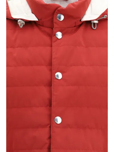 Brunello Cucinelli Multicolor Polyester Sleveless Jacket In Red