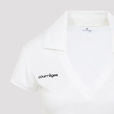 Courrèges Cropped Polo Shirt Collar Short Sleeves V Neck In Animal Print