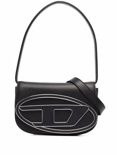 Diesel Rectangular Leather Shoulder Bag With Single Handle In Black