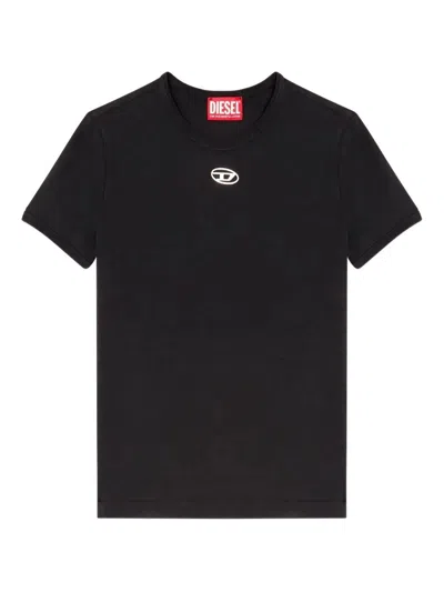 Diesel Slim-fit Stretch Cotton T-shirt With Metallic Oval D Logo In Brown