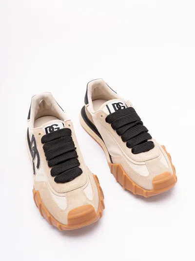 Dolce & Gabbana Dg Athletic Black Low Top Sneakers With Logo Patch On The Tongue And Maxi Logo On The Side In Suede 