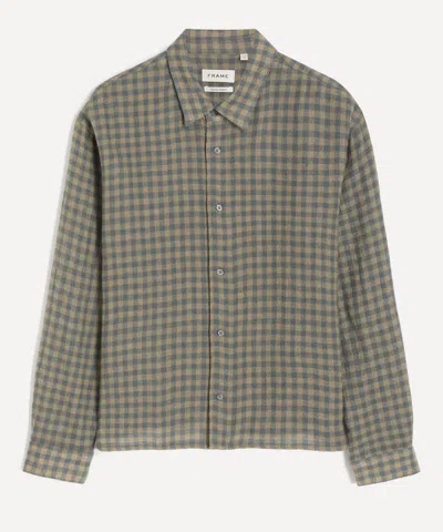 Frame Light Wool Plaid Button Down Shirt In Multi