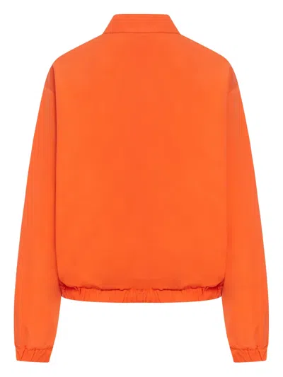 Miu Miu Cotton Bomber Jacket Elasticated Hem Pockets In Orange
