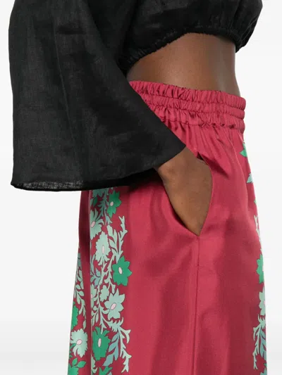 La Doublej Palazzo Printed Silk Wide-leg Pants In Red