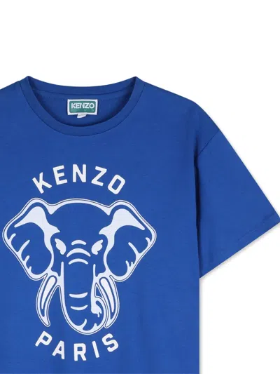 Kenzo Elephant-print T-shirt In Blue
