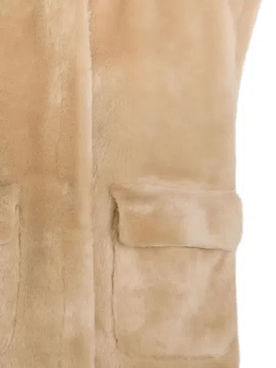 Arma Edha Shearling Sleeveless Jacket In Nude