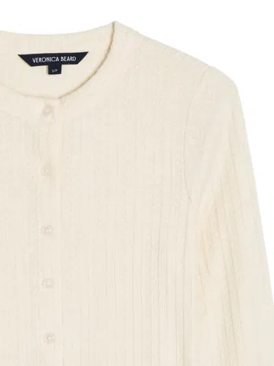 Veronica Beard Lira Pointelle Stretch-knit Cardigan In Neutral