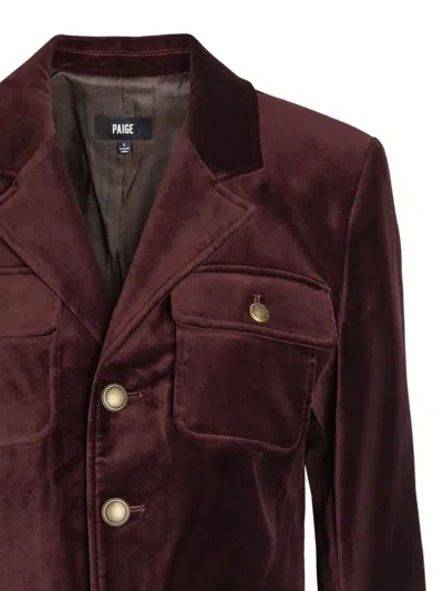 Paige Reign Button Pocket Blazer In Burgundy