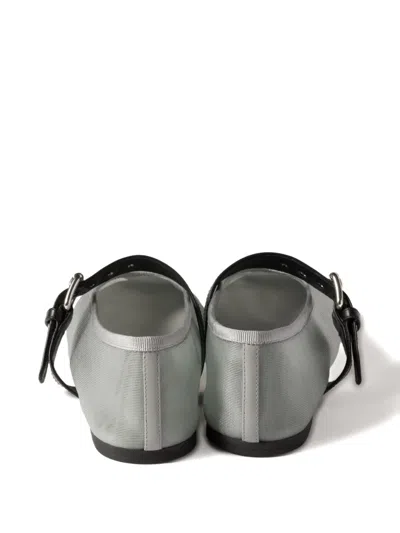 Miu Miu Mesh Fabric Ballerinas In Gray