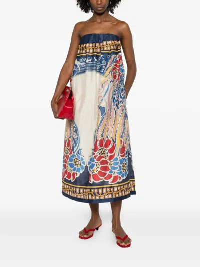 La Doublej Geometric-pattern Midi Dress In Multi