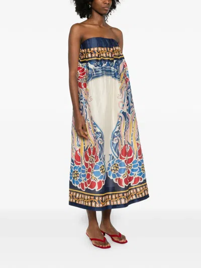La Doublej Geometric-pattern Midi Dress In Multi