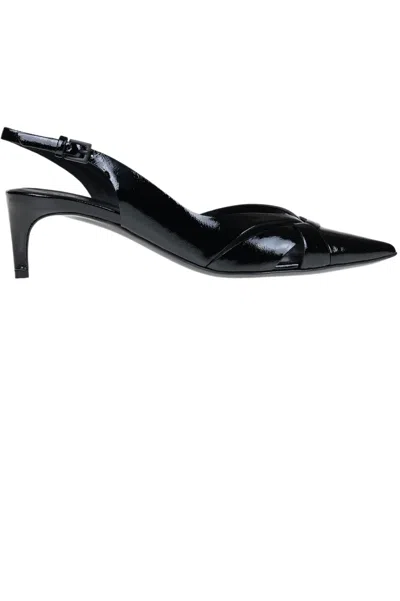 Del Carlo 60mm Slingback Leather Sandals In Black