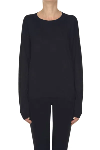 Aragona Cropped Boxy Pullover In Blue