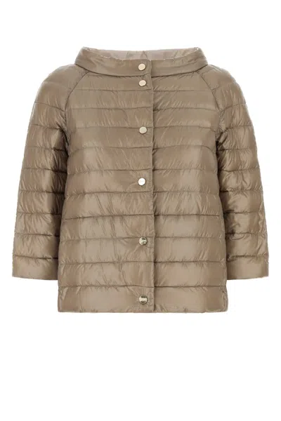 Herno Women Cappuccino Nylon Reversible Down Jacket In Brown