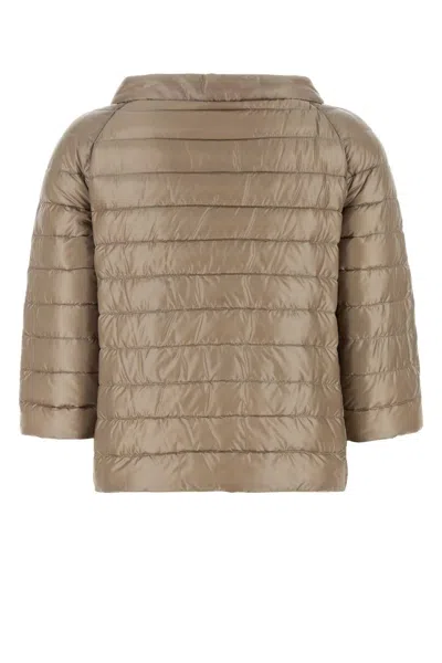 Herno Women Cappuccino Nylon Reversible Down Jacket In Brown