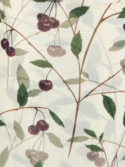 Stella Mccartney Ruched Printed Stretch-mesh Midi Skirt In Cream