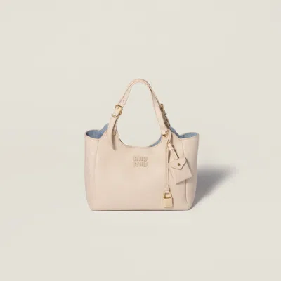 Miu Miu Leather Handbag In Neutral